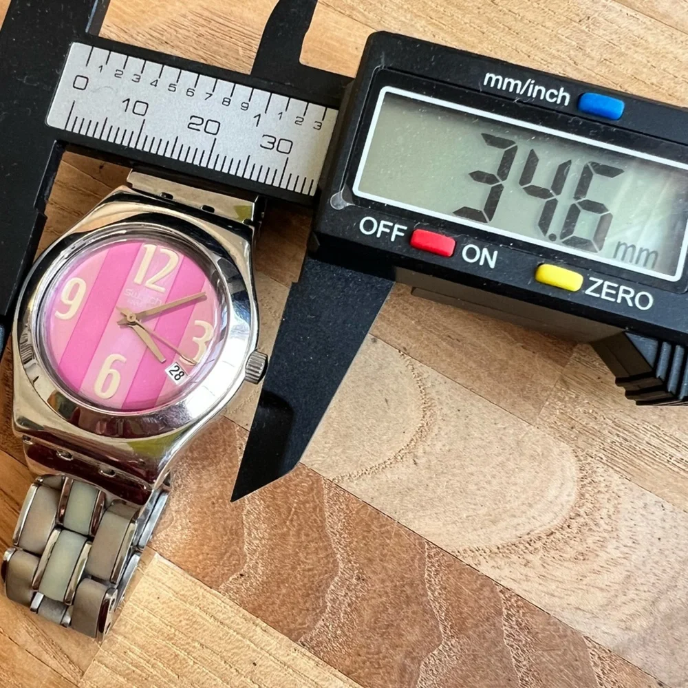 Swatch Irony Extensible Pleasure pink dial fashion Watch NEW BATTERY